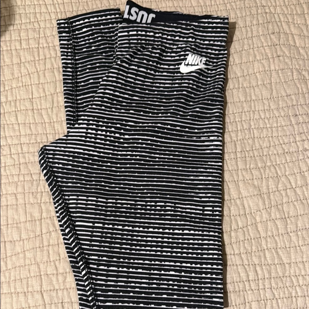 Nike Black and White Striped Leggings